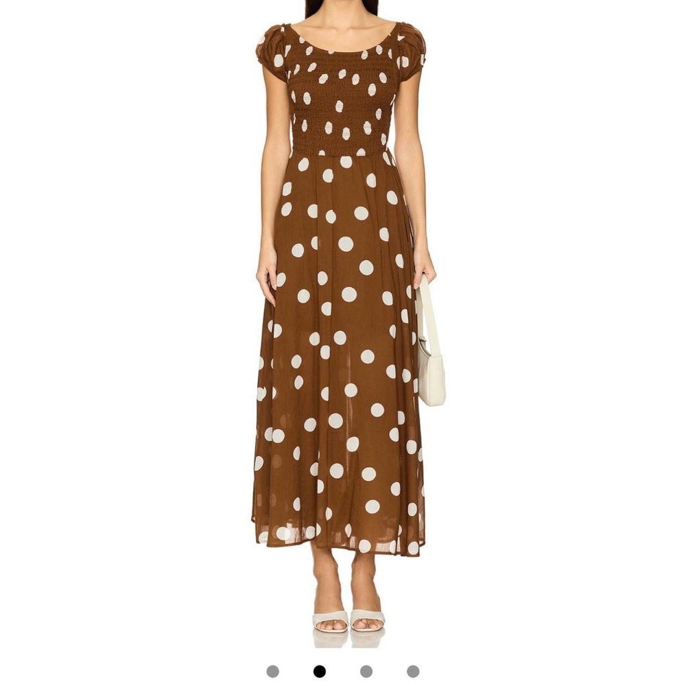 Free People Brown and White Polka Dot Maxi Dress